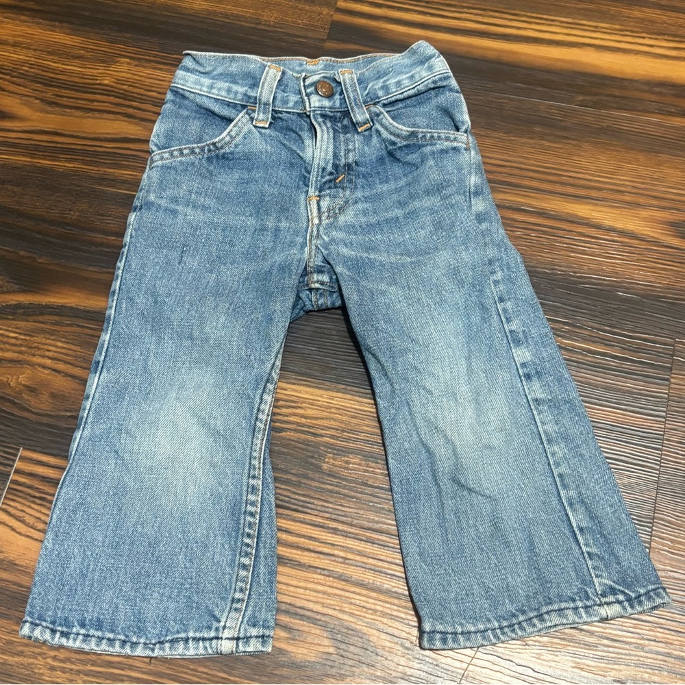 VTG Toddler Orange Label Levi Flare Leg Jeans  Medium Wash 70s
